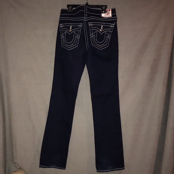 ⭐️True Religion DarkWash White Stitch Crystal (28) - Picture 2 of 8
